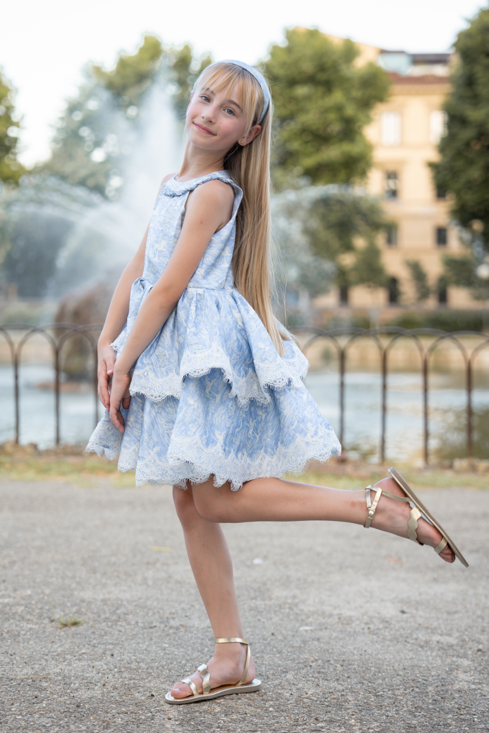 Dusty Blue Carousel Layered Dress – lilolives