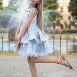 Dusty Blue Carousel Layered Dress