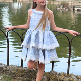 Dusty Blue Carousel Layered Dress