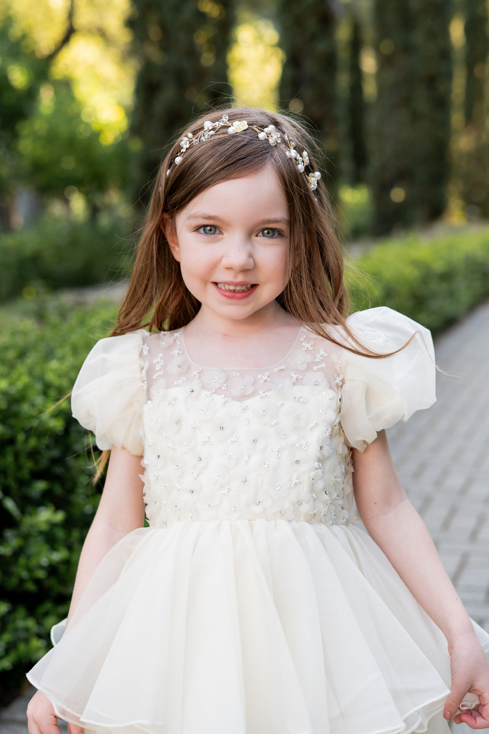 ivory flower girl dress 18 months Biscotti Baby Flower Girls Dress Cream With Tulle And Flowers NWT size 18 Months