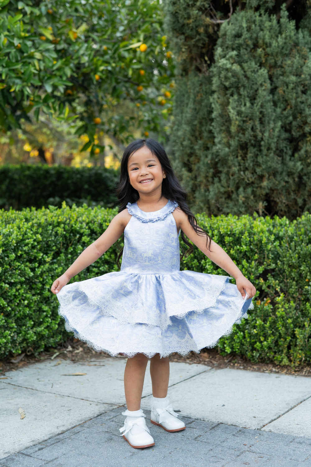 Dusty Blue Carousel Layered Dress